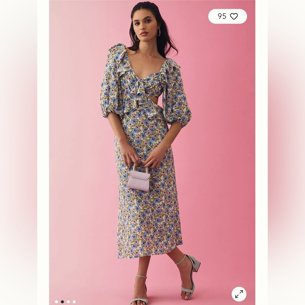 Anthropologie NWT Nobody's Child Puff-Sleeve
Cutout Dress Size 14. - Picture 2 of 8